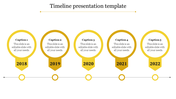 Incredible Timeline Presentation Template In Yellow Color