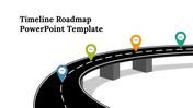 Set of slides with different views of a timeline road, featuring winding paths and colorful location markers.