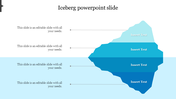 Iceberg graphic with three visible layers above and below water, connected to placeholder text areas.