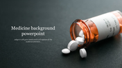 A close-up of an pill bottle lying on its side with white tablets spilling out , set against a blurred background.