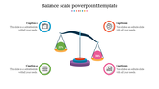 Colorful balance scale illustration with labeled percentages and four surrounding icons with captions.