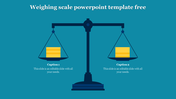 Slide featuring a weighing scale with two balanced sides, representing equal comparison, with caption text boxes below.