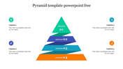 A multi-colored four-level pyramid diagram slide with options labeled from 1 to 4 with icons and captions on both sides.