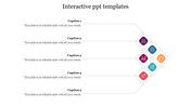 Interactive slide featuring five captions with aligned icons for clear visual representation and colorful icons.