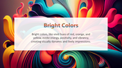 Colorful abstract design slide with vibrant hues of red, orange, yellow, and teal, highlighting the theme with text.