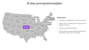 Gray map of the United States with Kansas highlighted in purple, and text content on the right.