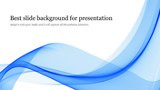 Elegant PowerPoint slide with smooth flowing blue abstract lines on a light grid and fine mesh patterns.