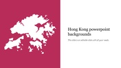 PowerPoint slide featuring a white outline map of Hong Kong on a red background with space for text.