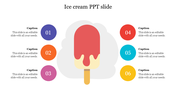 Ice cream themed PowerPoint slide featuring colorful circles with captions.