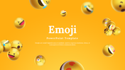 Slide pack featuring various emojis like smiling, crying, and heart eyes, with descriptions, against a yellow background.