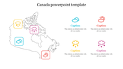 Outline map of Canada with four colorful weather icons indicating different regions with captions.