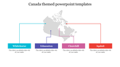 Canada themed template showing the map of Canada with icons for Whitehorse, Edmonton, Churchill, and Iqaluit with captions.