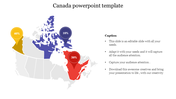 Canada slide showing a map with data points indicating 40%, 10%, and 50% values for different regions with a caption.