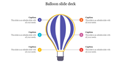 Balloon themed PowerPoint slide deck with six colorful numbered sections for captions.