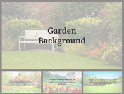 A serene garden background slides showcase lush greenery and vibrant flowers with quotes.