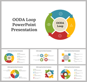 Collection of slides featuring circular diagrams with arrows in multiple colors, explaining the process steps.