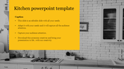 Kitchen PowerPoint template with a bright yellow background and kitchen imagery on the left side.