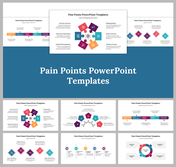 Collection of Pain Point templates showcasing various designs to illustrate business challenges with icons and text areas.