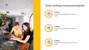 Amazing Team Working Woman PowerPoint Presentation