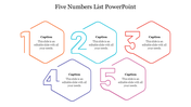 Five Numbers List PowerPoint with hexagon design