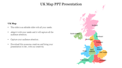 Map of the UK with color-coded regions and text on the left side, displayed on a white background.