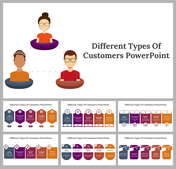 Slide deck with three customer avatars, each with different hairstyles and clothing, representing various customer types.