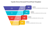 Four tiered upside down pyramid with blue, teal, red, and yellow layers, each with percentages, icons, and numbers.