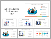 Self-introduction PowerPoint slides with visual elements, clear layouts, numbers, and icons.