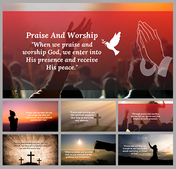 Free praise and worship slides background with images of people worshipping, crosses, and inspirational quotes.