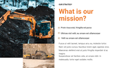 Construction machinery working on a coal mining site, alongside with a question and a detailed strategy with bullet points.