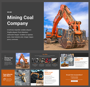 A pack of coal mining company slides featuring an excavator and a brief introduction covering various related topics.