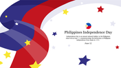 Philippines Independence Day slide with a ribbon of red, blue, and white stars, highlighting the June 12 national holiday.