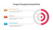 Slide illustrating a target concept, focusing on three main areas each accompanied by relevant icons.