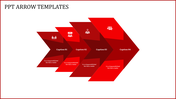 Fantastic PPT Arrow Template on Red Colour Model Layout