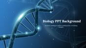 A pack of biology background slides featuring a digital DNA strand with a quote accompanied by related biology visuals.