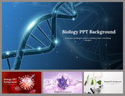 A pack of biology background slides featuring a digital DNA strand with a quote accompanied by related biology visuals.