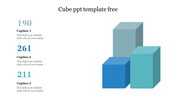 Three stacked 3D cubes in different shades of blue, aligned on the right, with numbered placeholder areas on the left. 