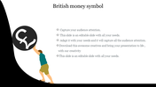 Visual representation of a pound currency icon in black with a pushing figure below with a placeholder text area.