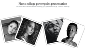 Portrait photo collage with four images in black and white, title and subtitle centered at the top.