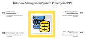 Illustration of a database and servers in a yellow box, with four numbered points placed around it.