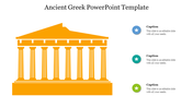 Illustration of an ancient Greek temple with three bullet points on the right for text captions.