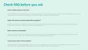 FAQ slide featuring four highlighted questions, each followed by a paragraph of placeholder text, set in a light background.