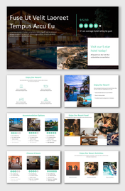 Resort slide deck featuring high-quality images of the hotel, amenities, and guest experience.