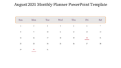 Best August 2021 Monthly Planner PowerPoint Template