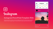 Instagram themed slide with a mock post, including a silhouette photo and app elements, on a gradient background.