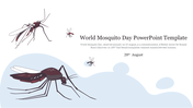 Illustration of mosquitoes set against a white and blue background, with World Mosquito day text, dated on Aug 20.