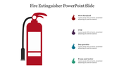 Red fire extinguisher illustration with four colored flame icons and descriptions on the right.