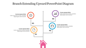 Four Node Branch Extending Upward PowerPoint Diagram