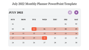 Best July 2022 Monthly Planner PowerPoint Template