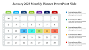 Five Node January 2022 Monthly Planner PowerPoint Slide